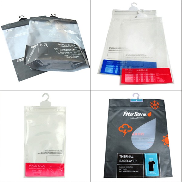 Alibaba Most Popular Custom Printing Plastic Hanger Packaging Clothing Zipper Bag